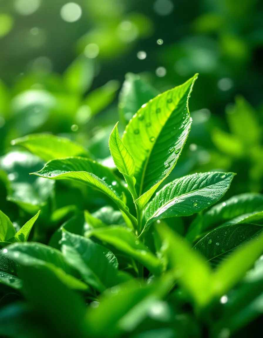 Green Tea Leaves Dew