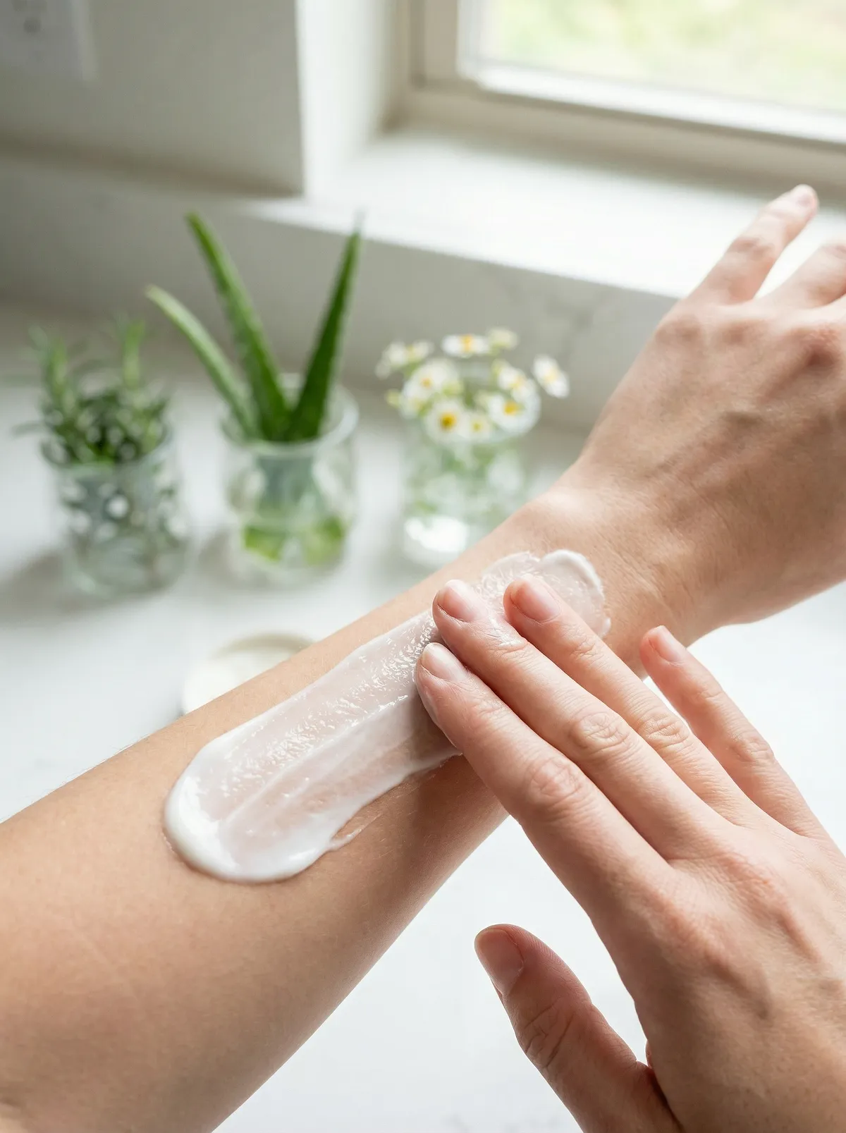 Applying Moisturizing Cream