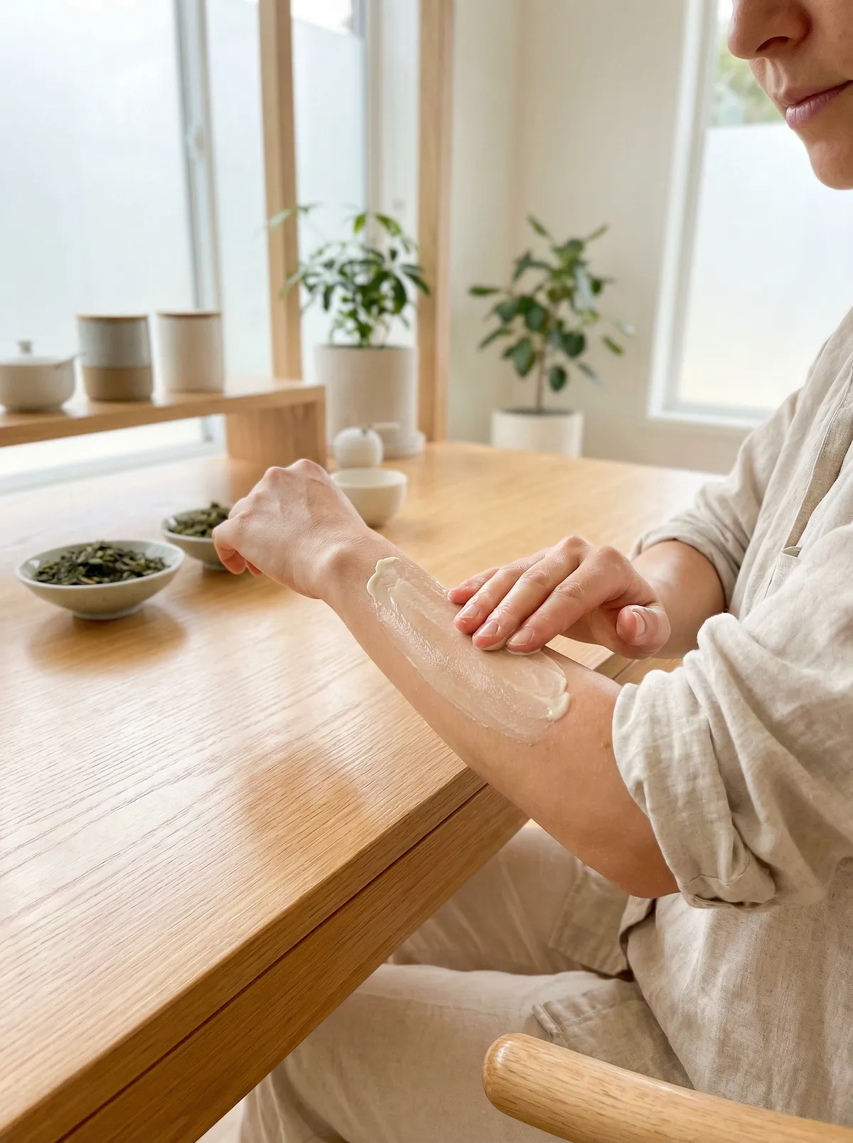 Applying Moisturizing Cream